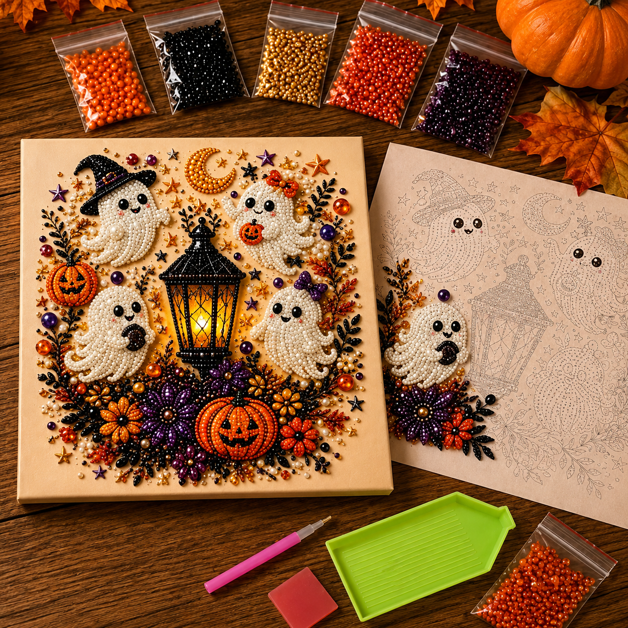 Halloween Ghost Diamond Painting Kit – Pumpkin Cat DIY Home Decor