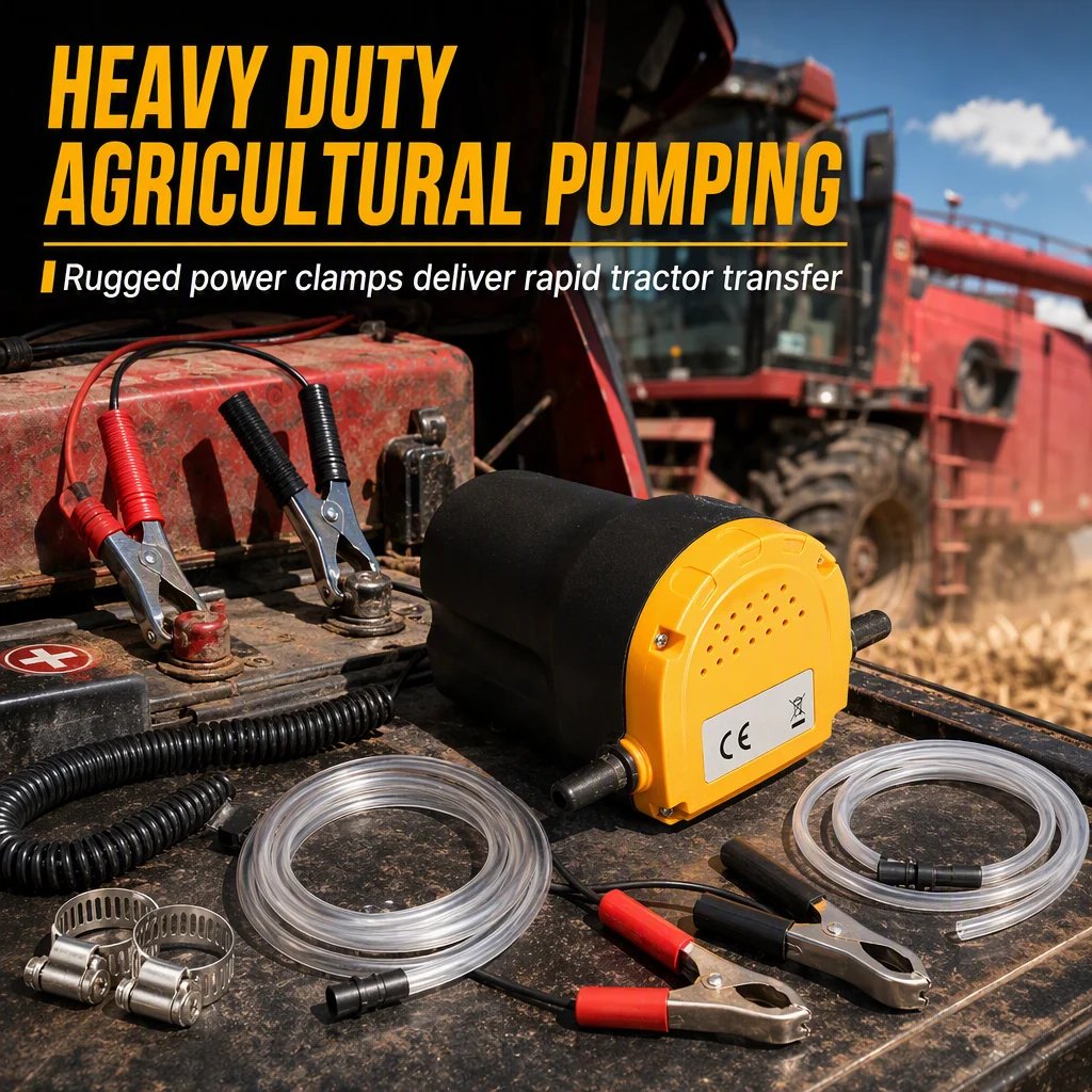 💯 📢📢50% OFF !! ⚡ Portable 12V/24V Electric Self-Priming Oil & Fuel Transfer Pump with Alligator Clamps 🛢️
