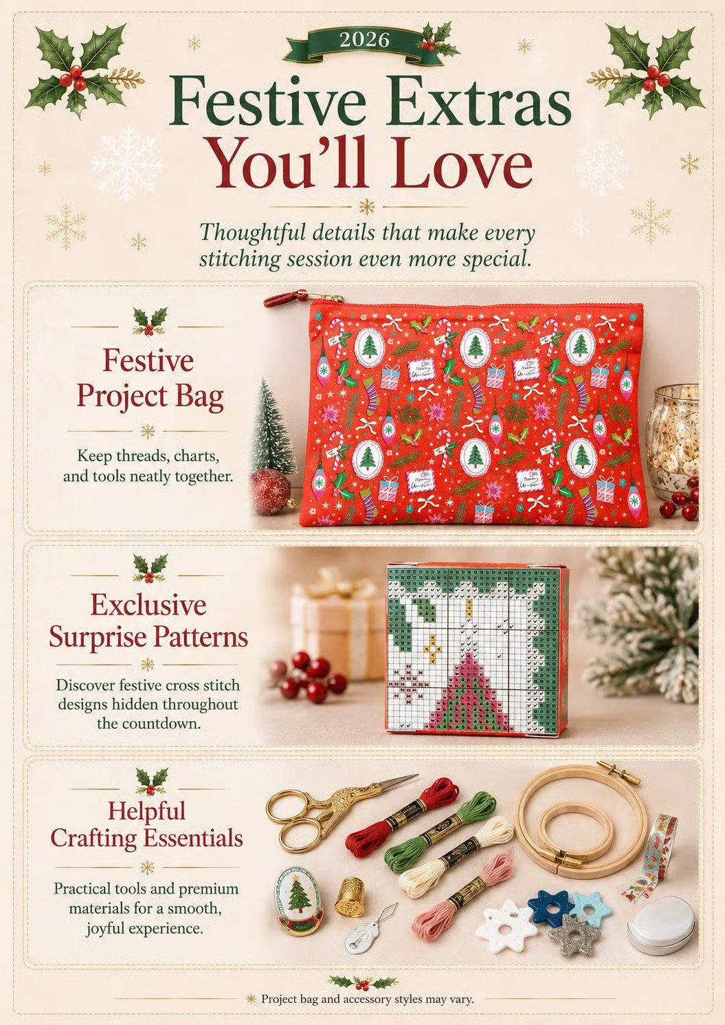 🔥 Last Day 50% OFF - 🎄🧵 2026 Cross Stitch Advent Calendar Box | 24 Days of Stitching Surprises for a Magical December 🎁 ✨