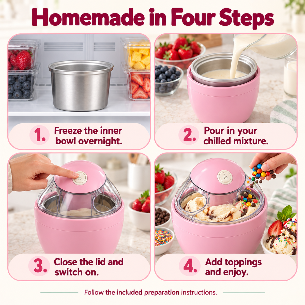 🍓 Mini Ice Cream Maker – Create Your Own Delicious Frozen Treats at Home! 🍨💕