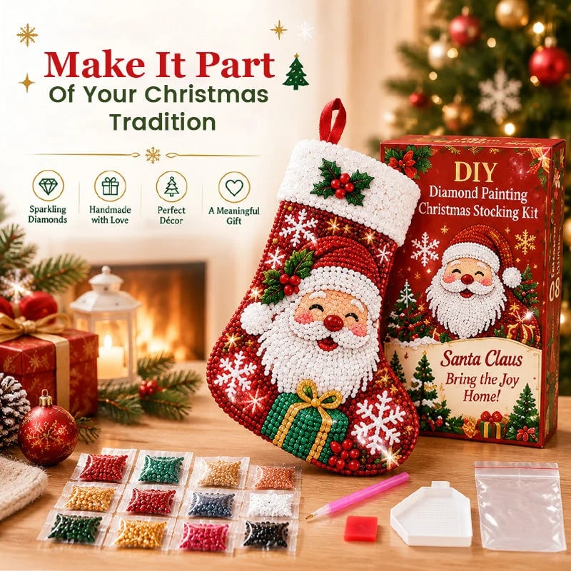 🎅 50% OFF ✨ DIY Diamond Painting Christmas Stocking Kit – 🎄 Make a Christmas Stocking They’ll Remember
