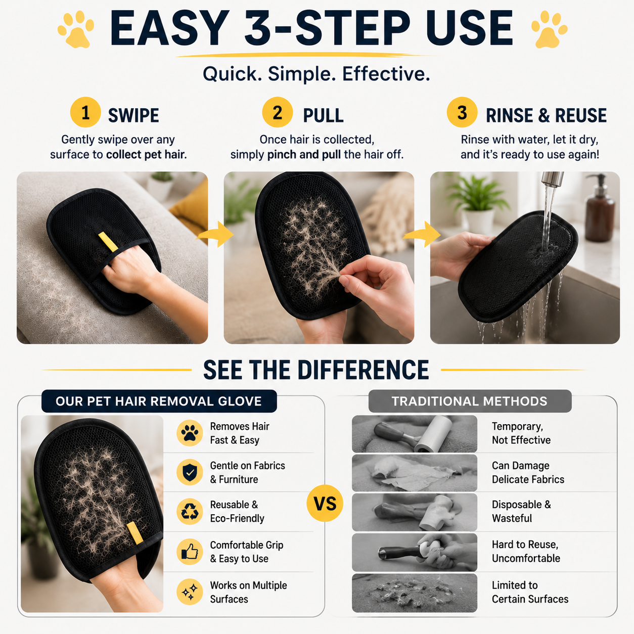 Effortless Pet Hair Removal Glove