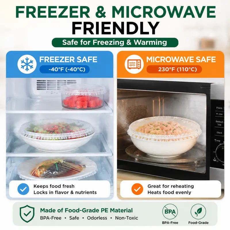 🔥 HOT SALE🥗100PCS Disposable Stretch Food Covers for Bowls & Plates✨