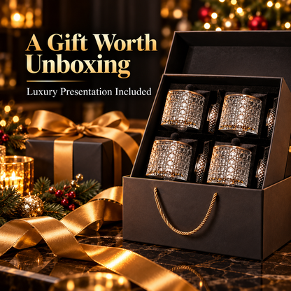 🥃 360° Spinning Crystal Whiskey Glass Gift Set with Large Ice Ball Molds (4-Piece) ✨