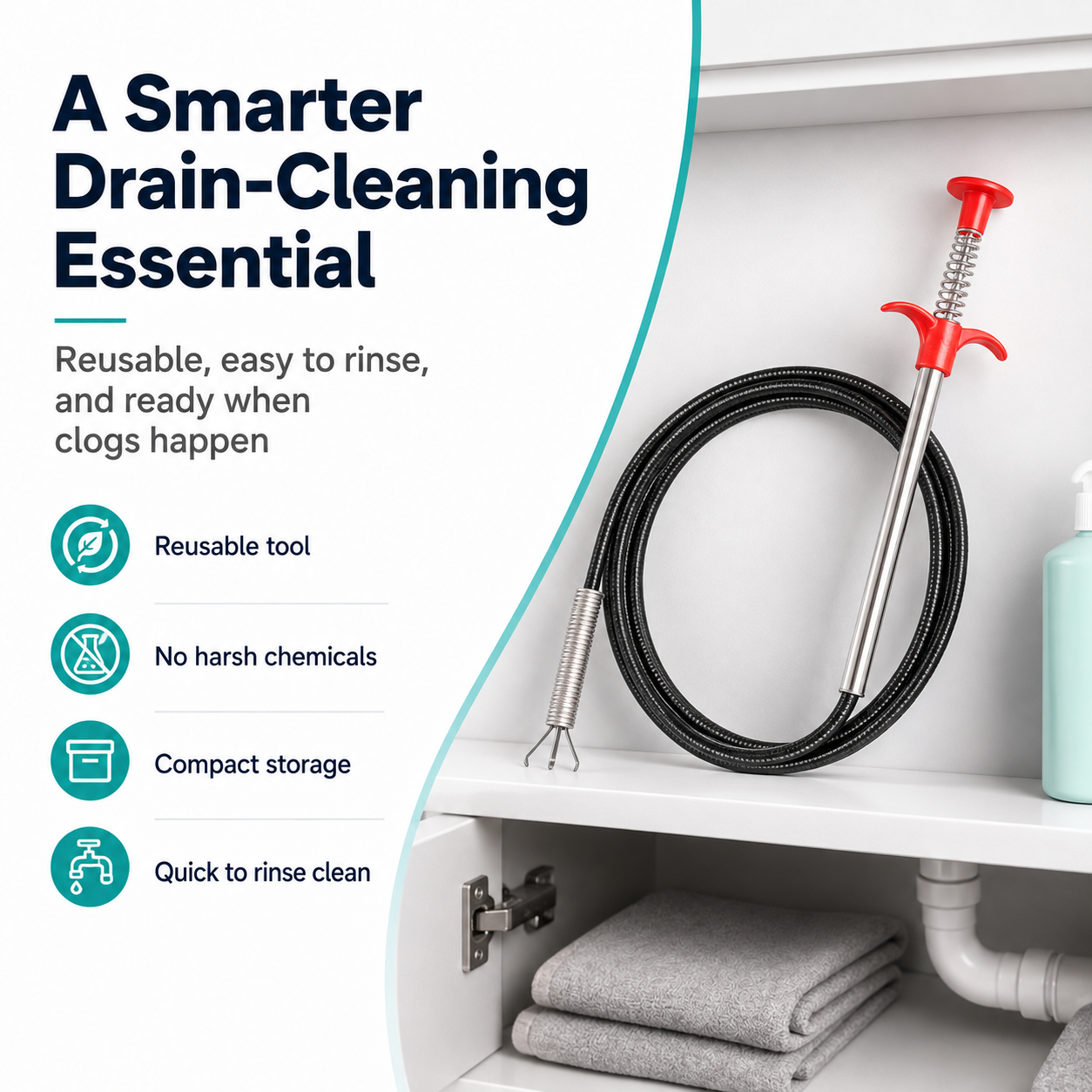 🚿 50% OFF Flexible 4-Claw Drain Grabber ⚡ Reach Deep Into Curved Pipes