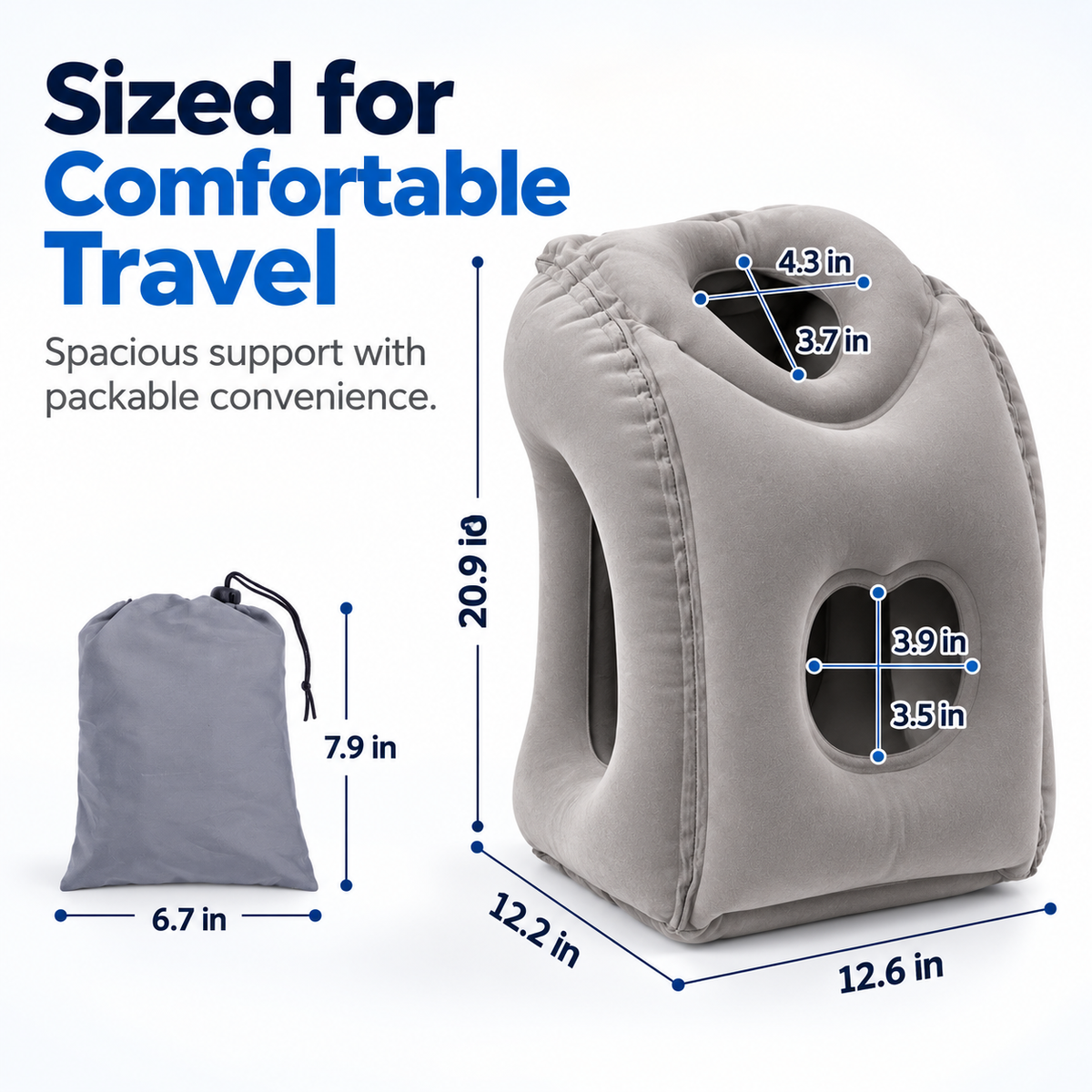 ✈️ Inflatable Face-Down Travel Pillow – Ergonomic Sleep Support for Flights, Trains & Office Naps