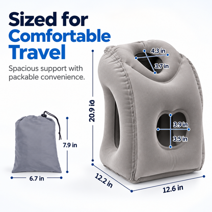 ✈️ Inflatable Face-Down Travel Pillow – Ergonomic Sleep Support for Flights, Trains & Office Naps