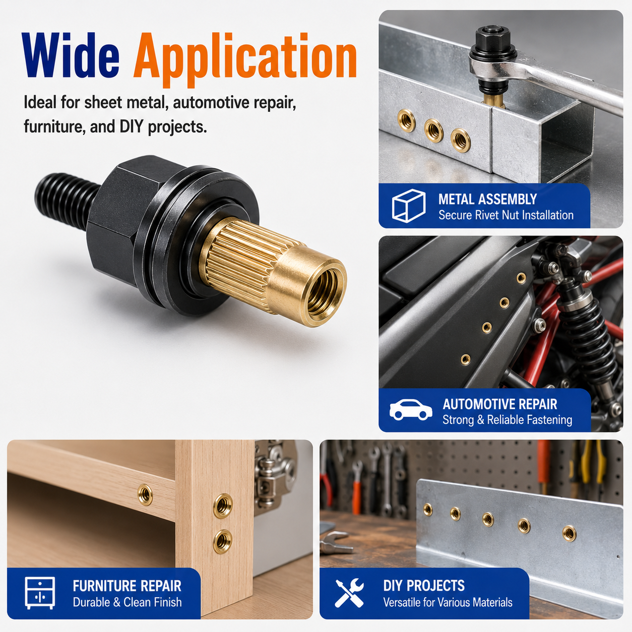 🔩 48% OFF 5-Size Rivet Nut Adapter Kit – M3 to M8 for Drills, Wrenches & DIY Metalwork