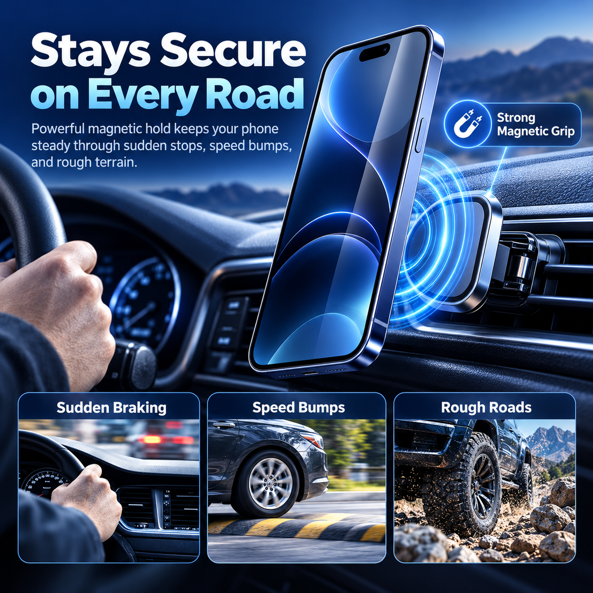 🔥 50% OFF Aluminum Alloy Magnetic Car Phone Mount – 360° Rotatable & Foldable