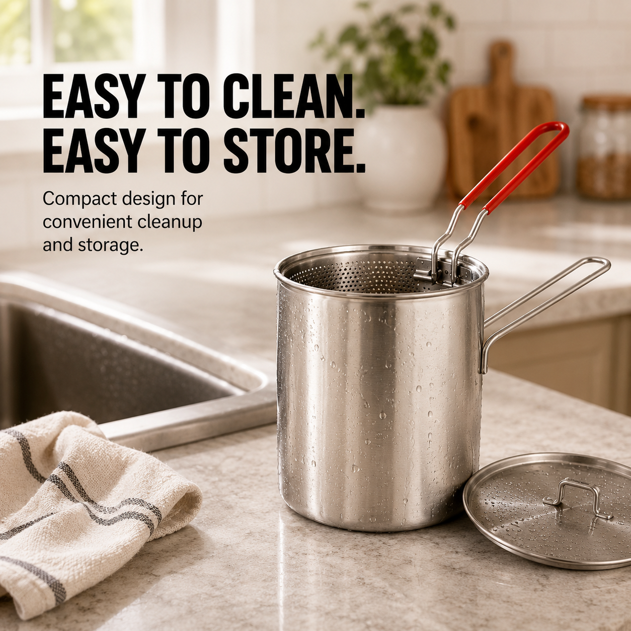 🔥 50% OFF Fry, Lift & Drain Stainless Steel Fryer Set 🍤