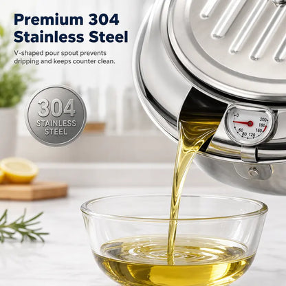 🔥 50% OFF 🍤 Stainless Steel Tempura Fryer Pot with Thermometer