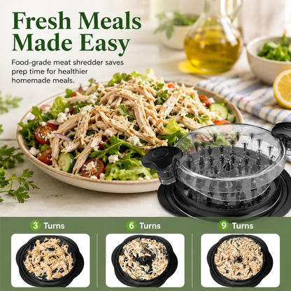 🍗 49% OFF Chicken Shredder Tool – Fast Twist Meat Shredder with Clear Lid