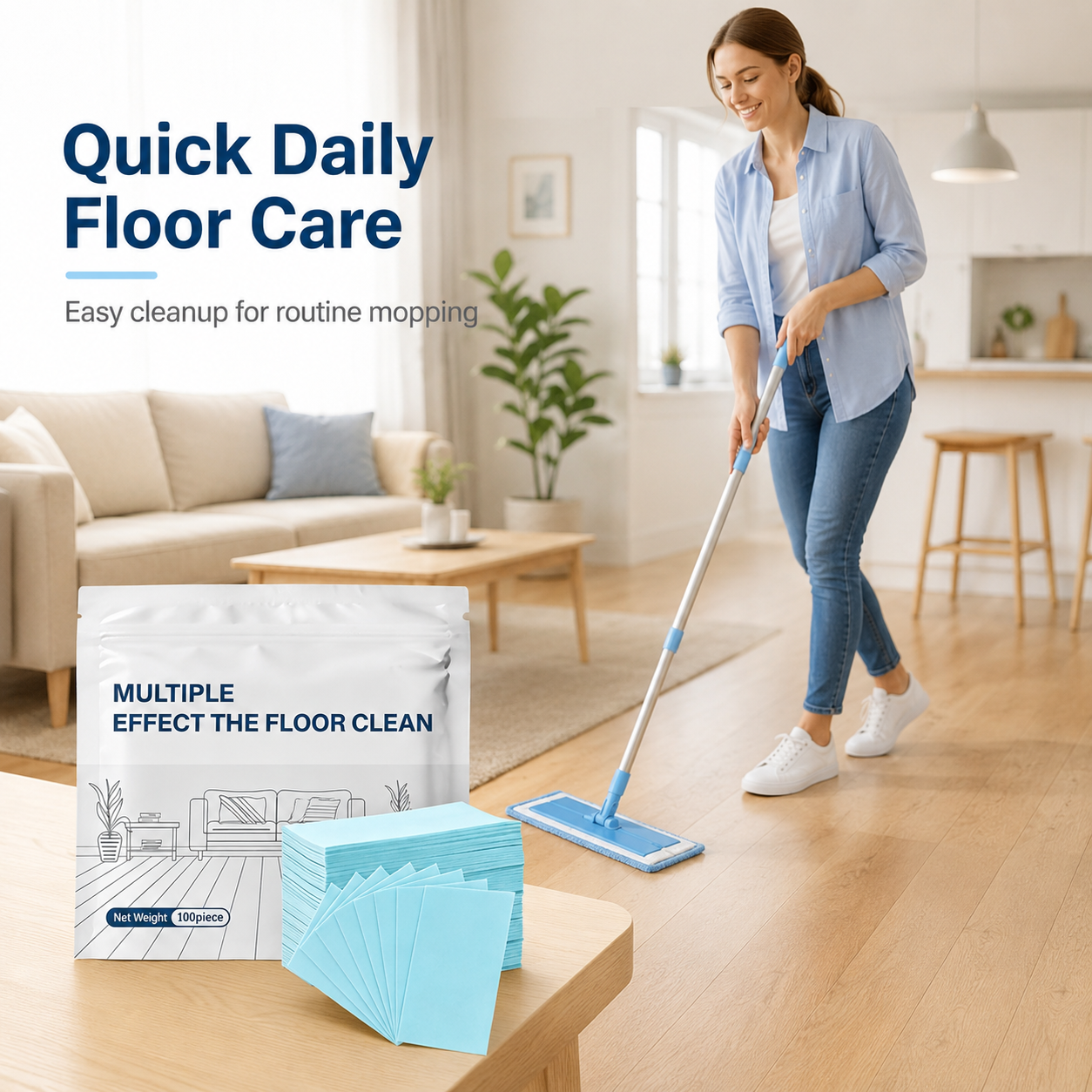 🧹 48% OFF- Compact Floor Cleaner Sheets 100 Pack 💧 No Bulky Bottles