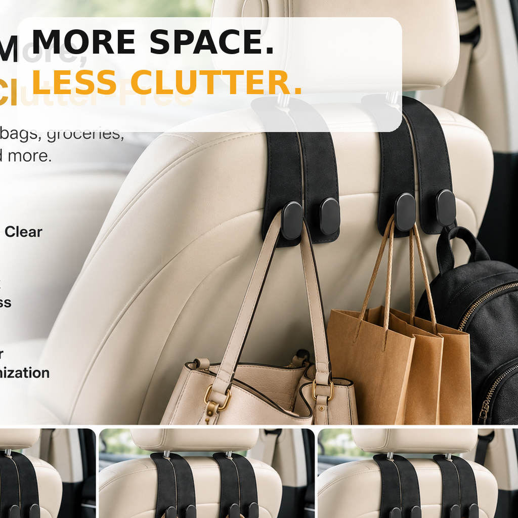 🔥 50% OFF Car Headrest Hooks 🚗 Keep Bags Off the Floor & Seats