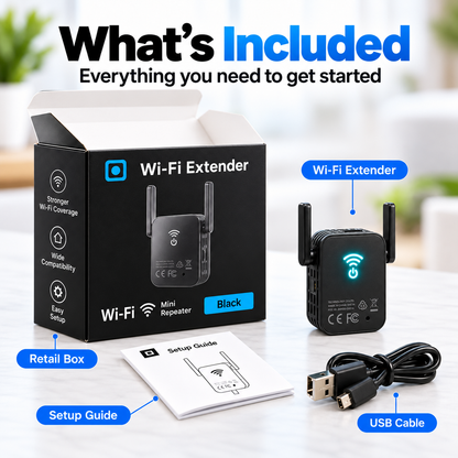 📶 Mini Portable Wi-Fi Extender Signal Booster with Dual Antennas & Ethernet Port ⚡