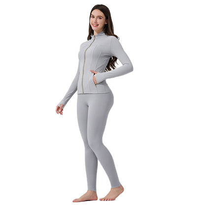✨ Sculpt-Seamless 2-Piece Athletic Performance Jacket & High-Waist Leggings Active Set 🏃‍♀️
