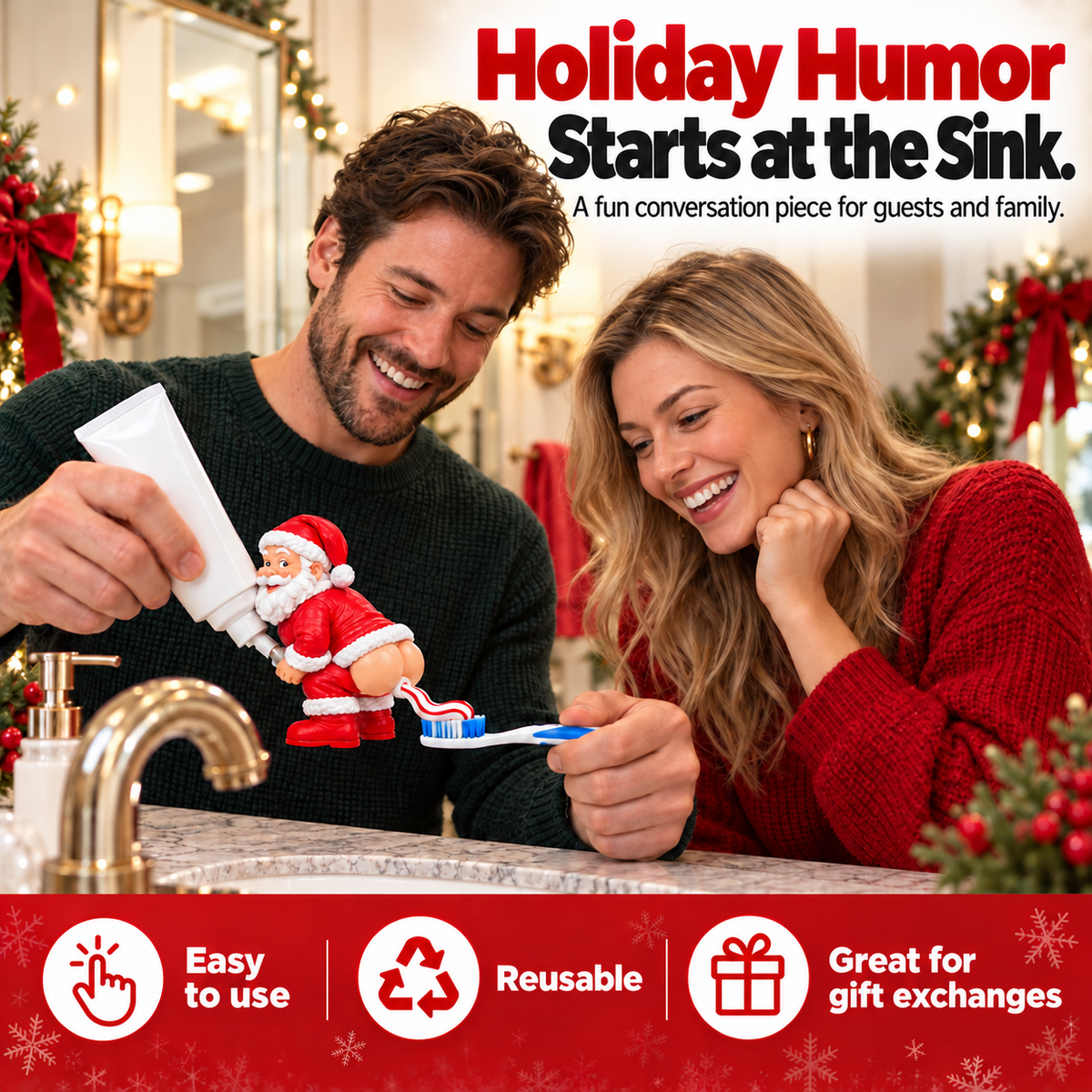 🎅 Santa’s Got a Secret! Funny Christmas Toothpaste Dispenser