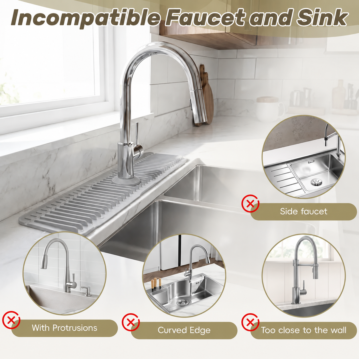 ✨ Self-Draining Faucet Mat – Keep Your Sink Counter Dry & Organized 48% OFF