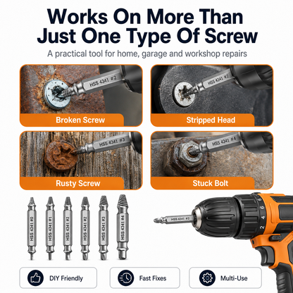 🔥 50% OFF 6-Piece Damaged Screw Extractor Set – Remove Stripped, Broken & Rusted Screws Fast