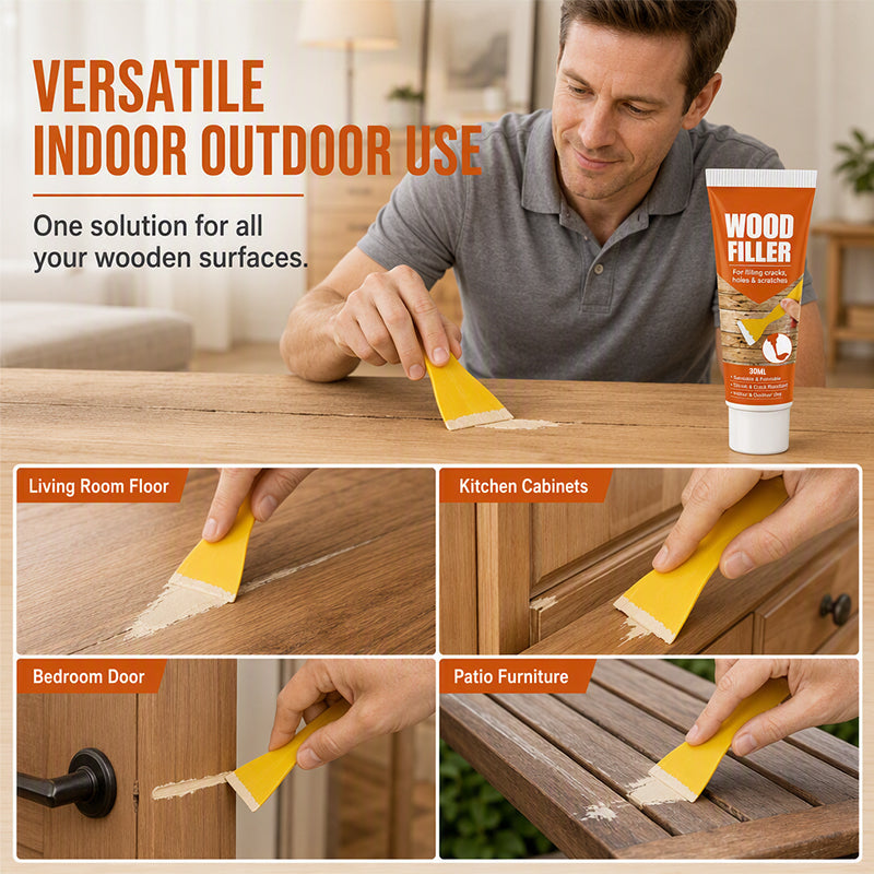 🔥49% OFF 2 Pack-Professional Wood Filler Repair Paste – Fill Cracks, Holes & Scratches