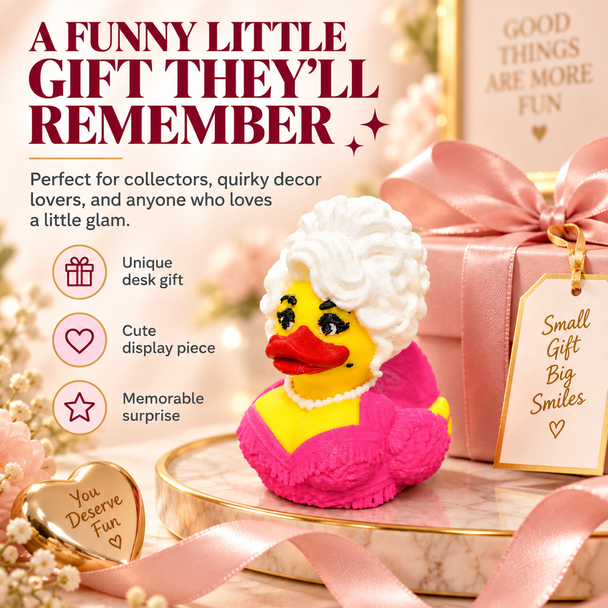 🔥 50% OFF 💋 Mini Glam Diva Duck Decor — Tiny Size, Big Personality