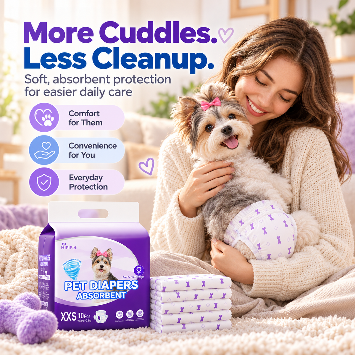 🐾 Leak-Proof Dog Diapers with Wetness Indicator for Heat & Incontinence 💜