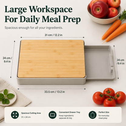 Cutting Board Drawer Set with Tray and Lid