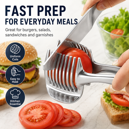 🔥 50% OFF Multi-Function Slicing Tong – Perfectly Even Slices in Seconds 🍅