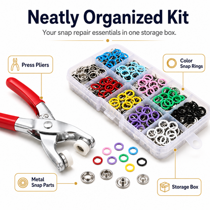🔥49% OFF -🧵 No-Sew Snap Button Kit – Quick Clothing Repairs & DIY