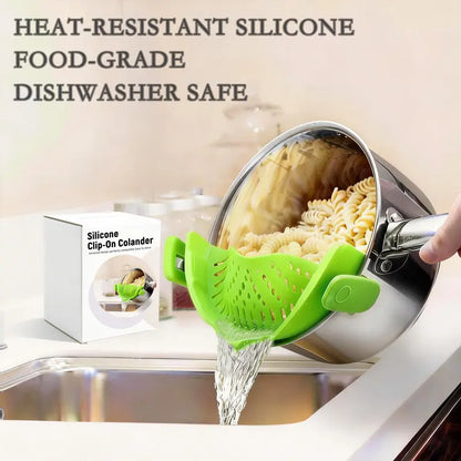 🍝 Clip-On Silicone Pot Strainer – Drain Pasta Fast Without A Bulky Colander