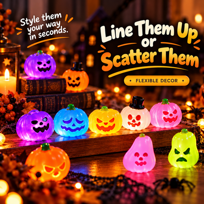 🎃 Colorful Glowing Mini Halloween Jack-O'-Lantern Pumpkin Night Lights Table Decor 🌈