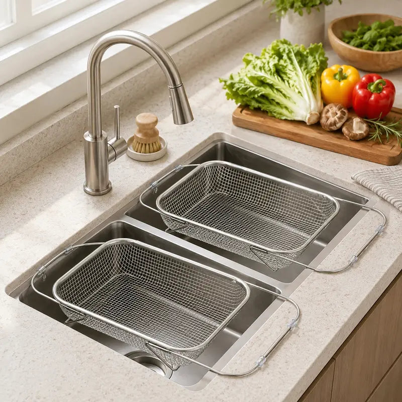 ✨ Save 50% Today 🥬 Expandable Over-the-Sink Strainer Basket – Rinse, Drain & Dry with Ease