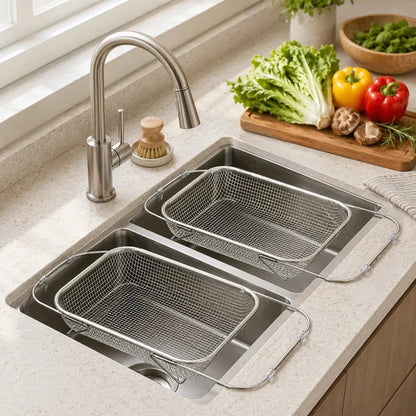 ✨ Save 50% Today 🥬 Expandable Over-the-Sink Strainer Basket – Rinse, Drain & Dry with Ease