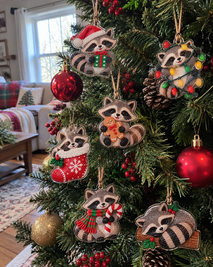 🦝Adorable Christmas Raccoon Ornaments
