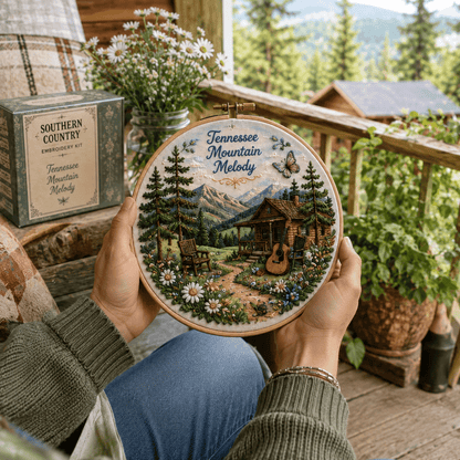 🧵 Southern Country Embroidery Kit Collection | Beginner-Friendly Wooden Hoop Art DIY Keepsake 🌼