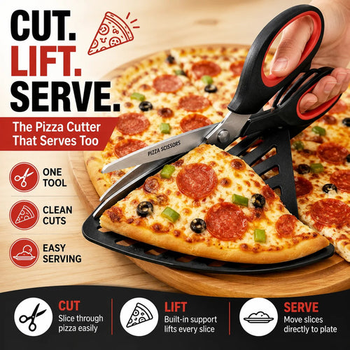 🍕 Pizza Scissors with Built-In Server | Cut, Lift & Serve Pizza