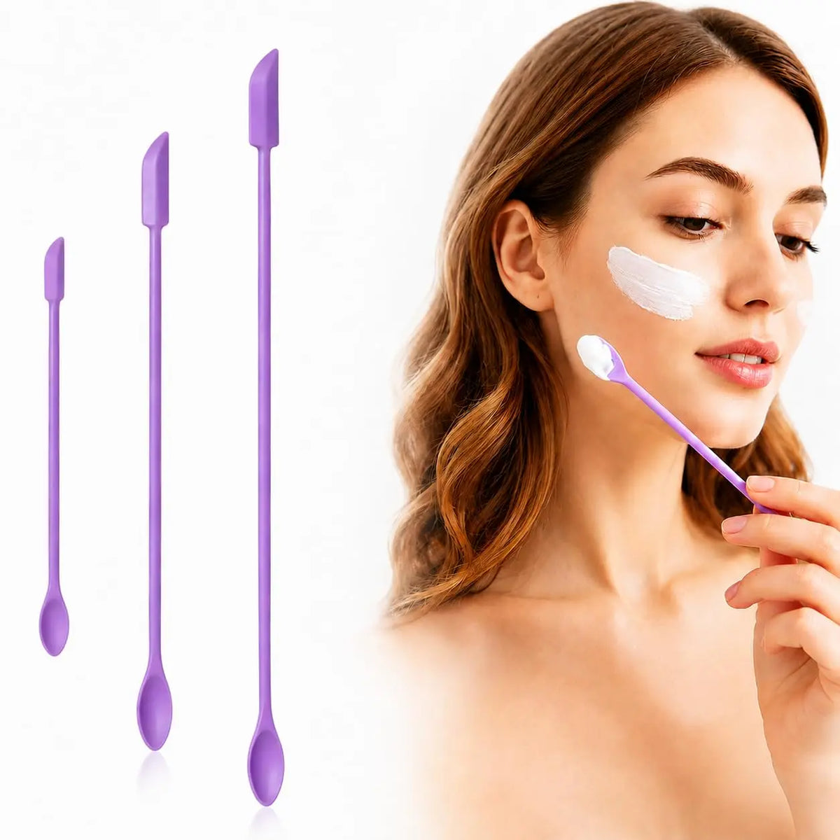 🔥 50% OFF 3-Piece Silicone Cosmetic Spatula Set 💜 Get Every Last Drop