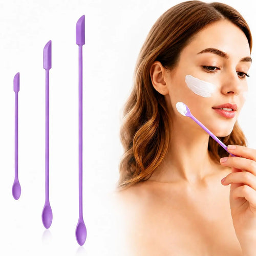🔥 50% OFF 3-Piece Silicone Cosmetic Spatula Set 💜 Get Every Last Drop