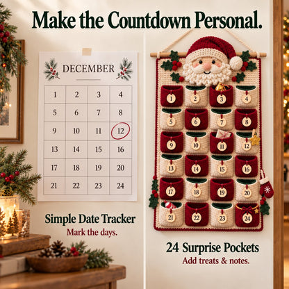 ⏳ Last Day 49% OFF – 🎄 24-Pocket DIY Christmas Crochet Advent Calendar Kit with Moveable Star Marker 🧶