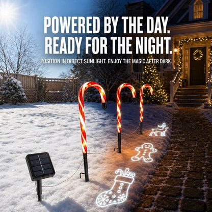 🔥Buy 2 Get 20% OFF🔥🎄Solar Candy Cane Projector Pathway Lights – Light the Way to Christmas