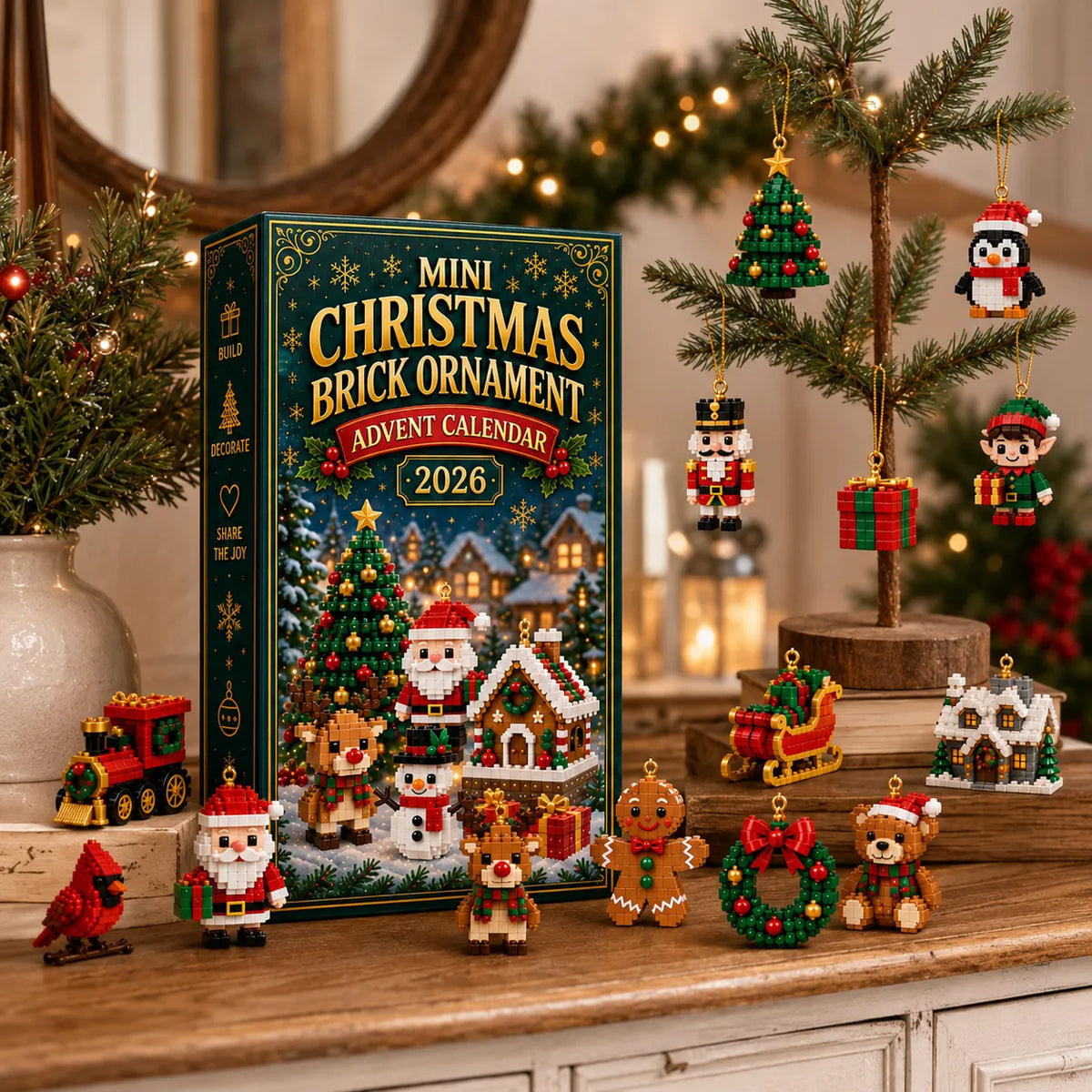 🎄 24-Day Christmas Mini Brick Ornament Advent Calendar – Build, Hang & Countdown