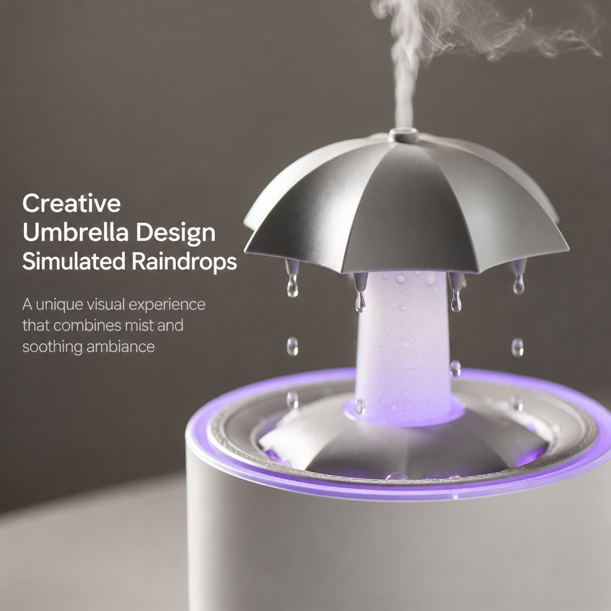 7-Color Rain Drop Aroma Diffuser | Rotating Mist Humidifier with LED Mood Light for Home & Office