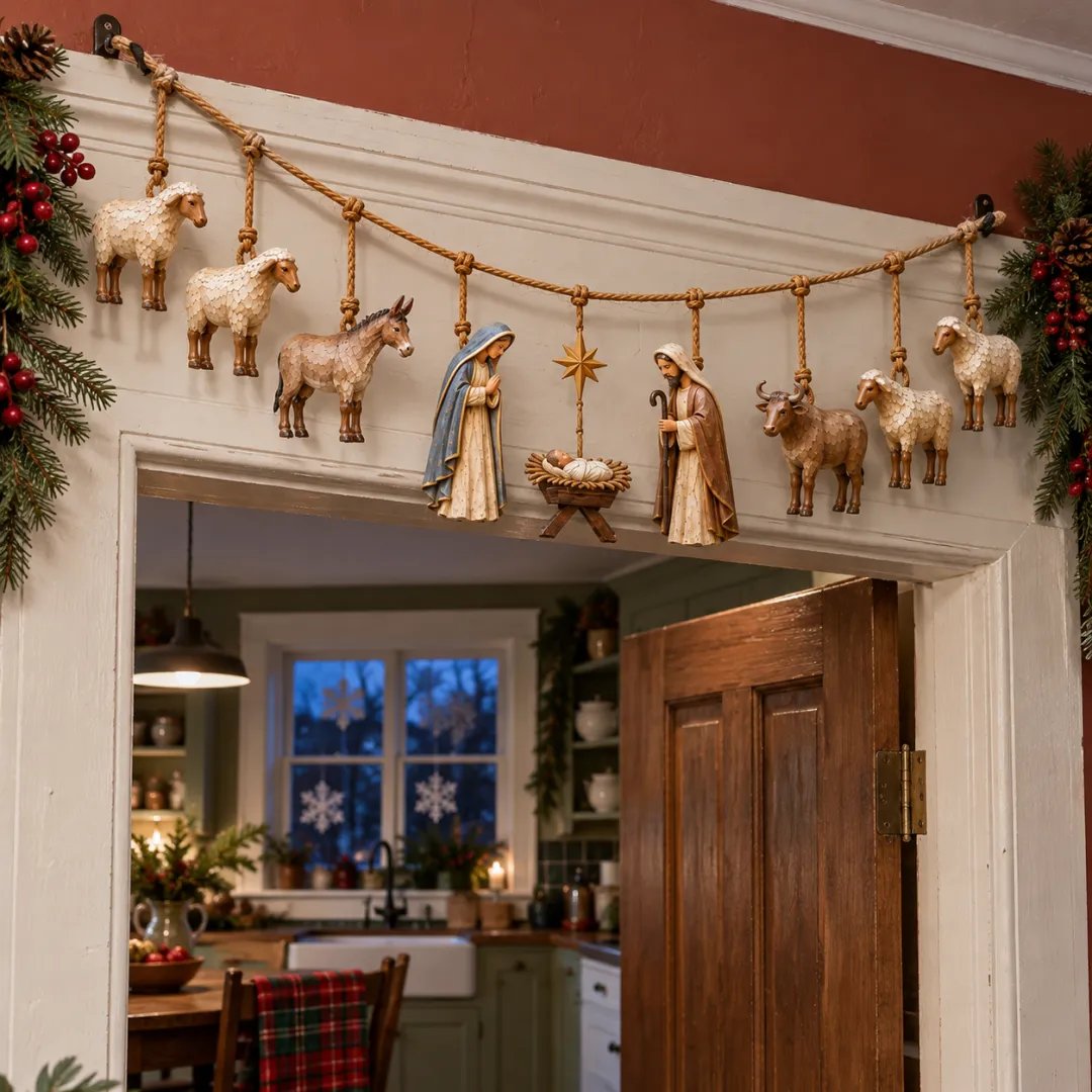 Handcrafted Wooden Nativity Garland