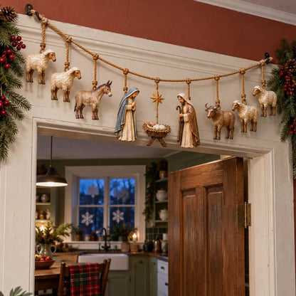 Handcrafted Wooden Nativity Garland