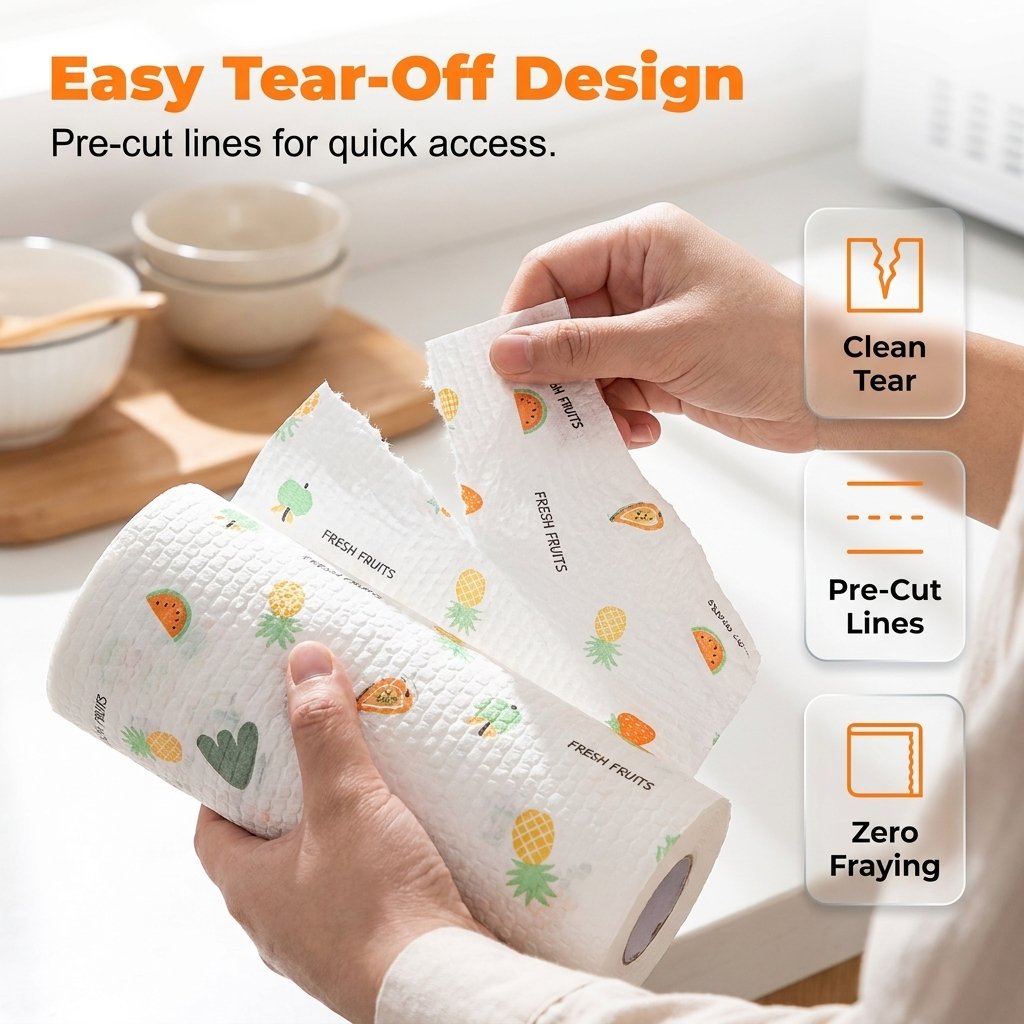 🔥 50% OFF 50-Sheet Cleaning Cloth Roll 🧽 Wipe, Wash & Reuse