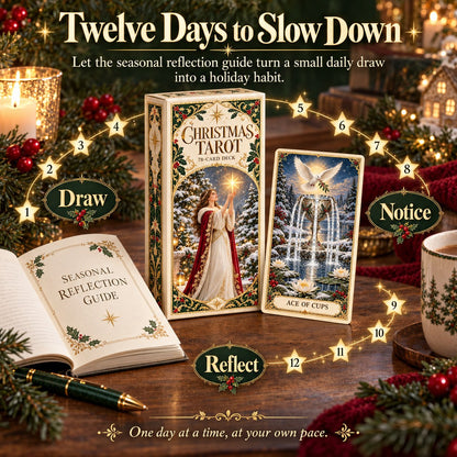 Last Day 49% OFF🎉-🔮  Complete 78-Card Christmas Holiday Tarot Deck with Guidebook & Gift Box 🎄