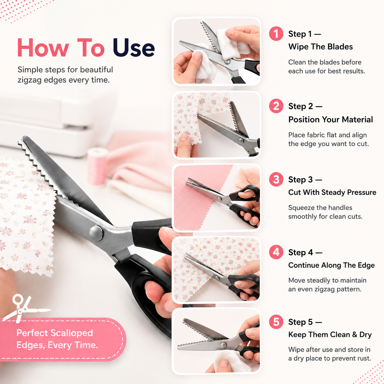 ✂️ 49% OFF 9.1" Pinking Shears 🧵 Stainless Steel Zigzag Fabric Scissors