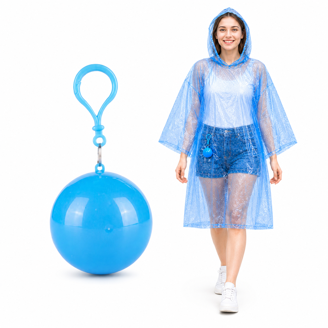 🌧️ 49% OFF 4-Pack Portable Raincoat Balls 🎒 Clip-On Emergency Poncho Set