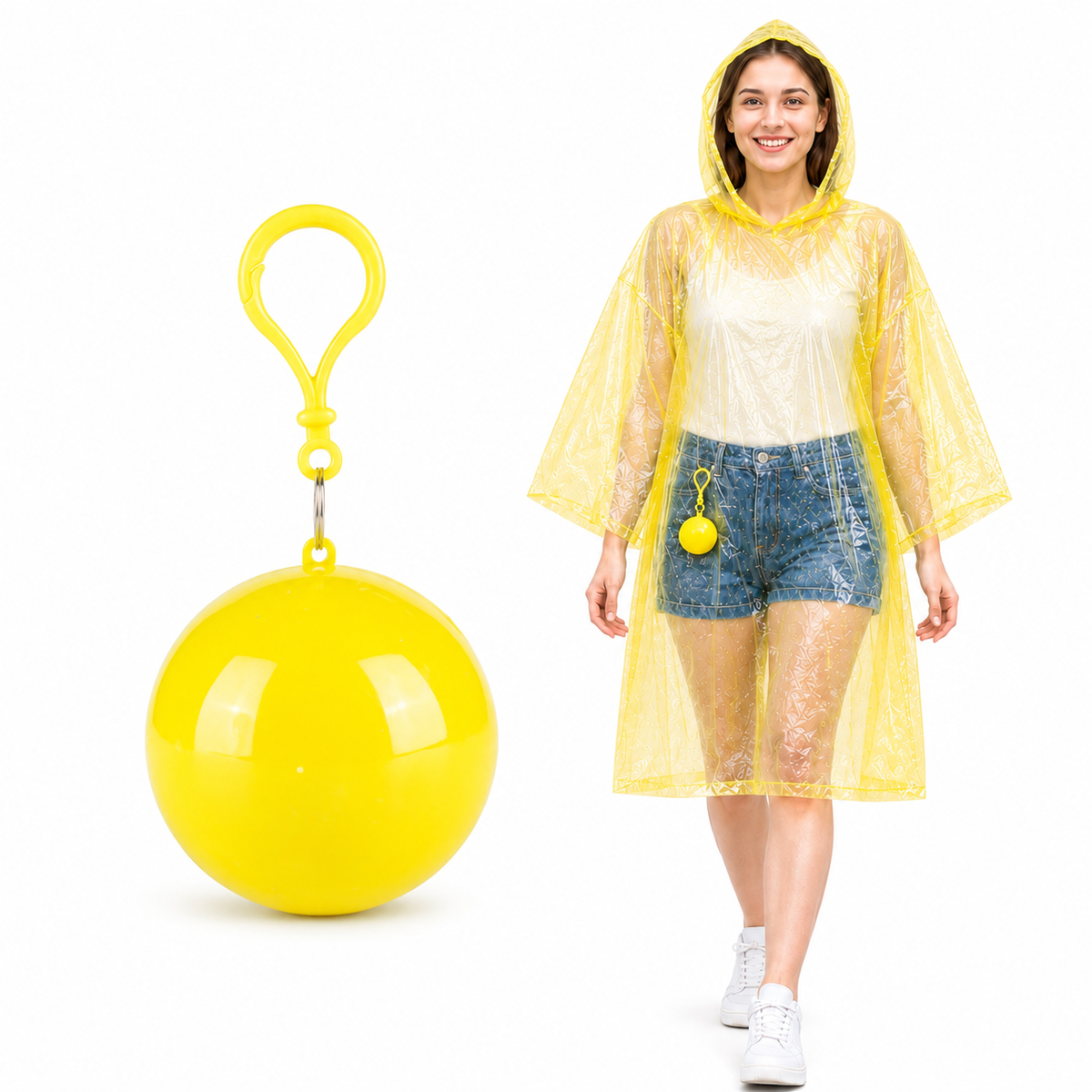 🌧️ 49% OFF 4-Pack Portable Raincoat Balls 🎒 Clip-On Emergency Poncho Set
