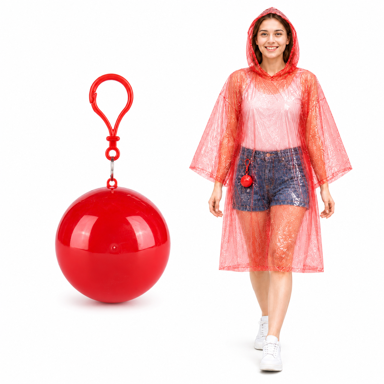 🌧️ 49% OFF 4-Pack Portable Raincoat Balls 🎒 Clip-On Emergency Poncho Set
